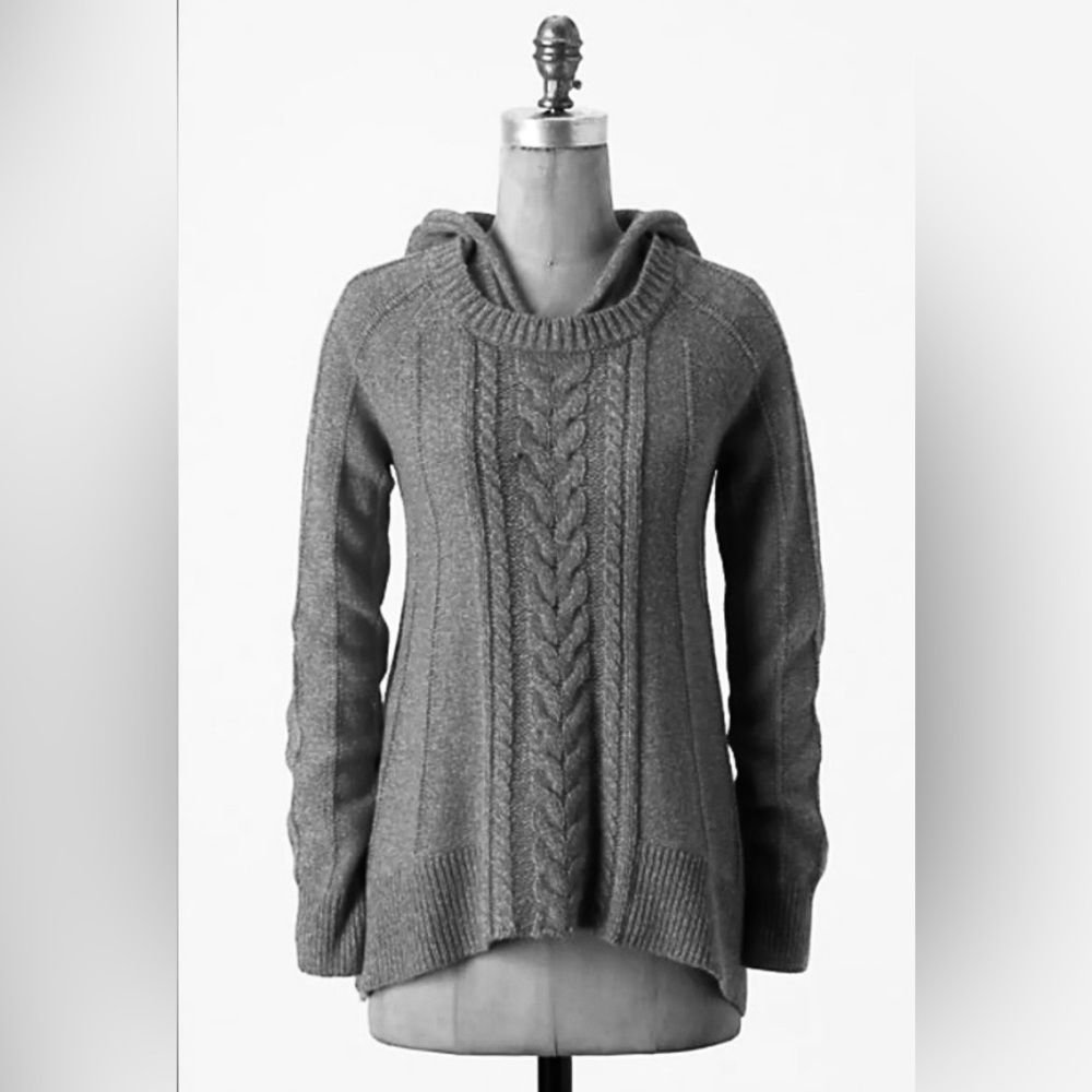 Anthropologie Moth Cable-Knit Hooded Sweater